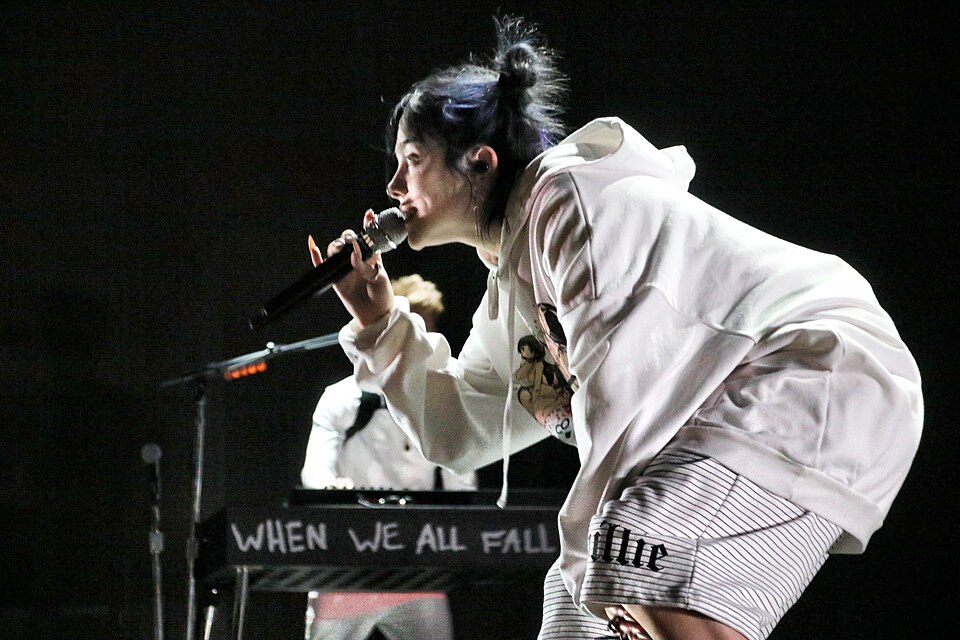 alt="billie eilish performing on her when we all fall asleep tour"